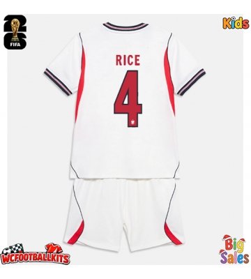 England Declan Rice #4 Replica Home Stadium Kit for Kids World Cup 2026 Short Sleeve (+ pants)